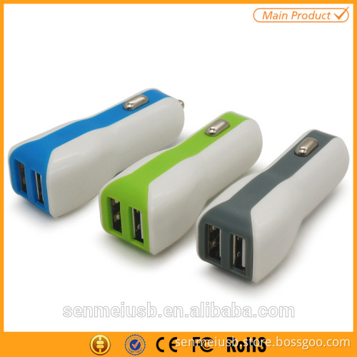 colorful 2 usb port 2.1a mobile phone car charger